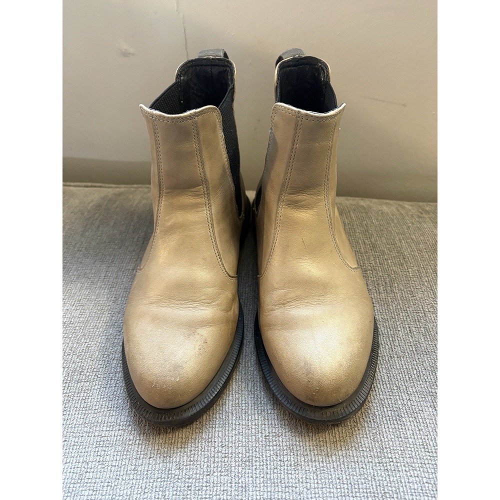 Dr Martens Flora Grey Beige Servo Leather Pull On Ankle Boots Size 6 - Picture 2 of 8